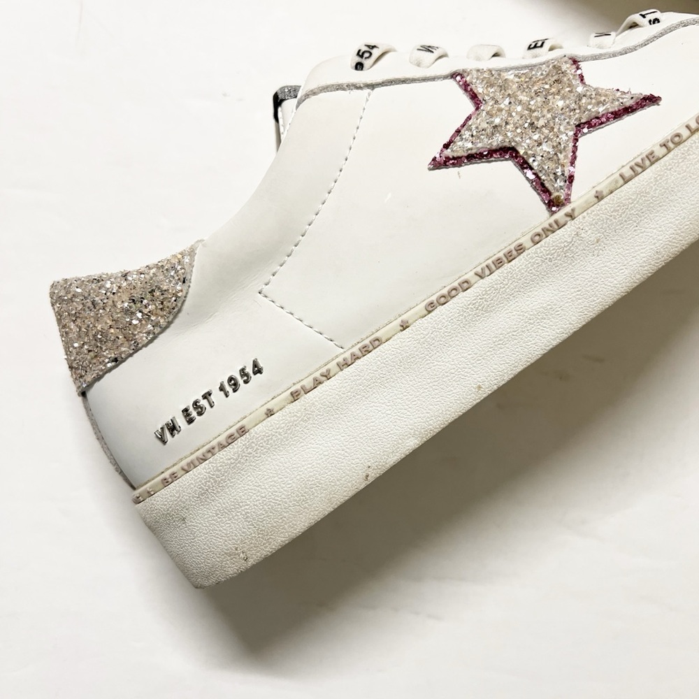 Vintage Havana Womens White Leather Galit Glitter Star Lace Up Sneaker Size 10 - Picture 8 of 11